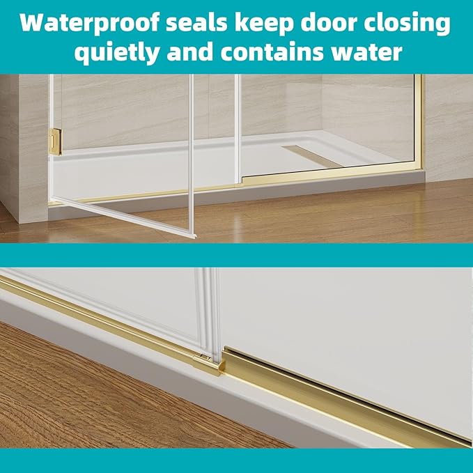Pivot Swing Shower Door, Adjustable Width 58.9-60" W x 74" H Semi-Frameless - Image 7