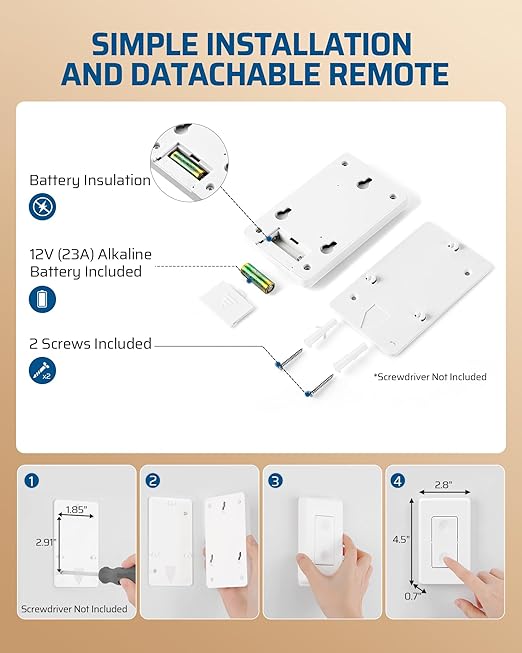 DEWENWILS Wireless Remote Wall Switch and Outlet, No Wiring, On Off Power Plug - Image 8