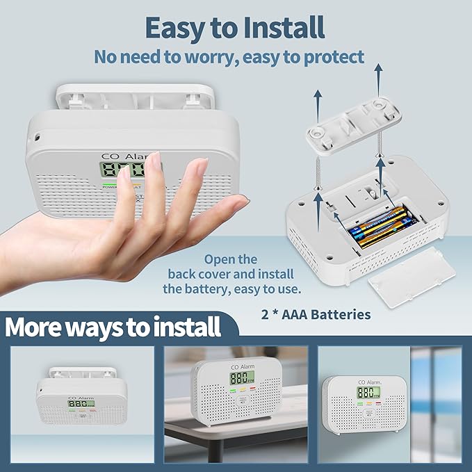 Carbon Monoxide Detector Powered by AA Battery, CO Monitoring Alarm - Image 4