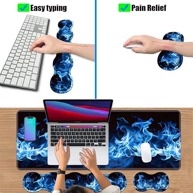 4 in 1 Ergonomic Keyboard Wrist Rest & Mouse Pad Wrist Rest Set, Large XXL - Image 6