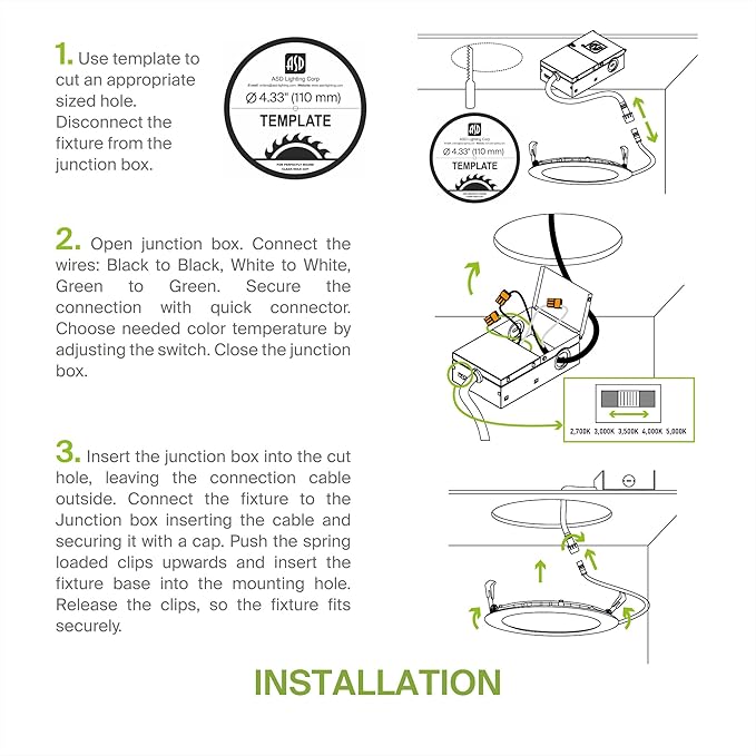 ASD 1 Pack LED Recessed Lighting 4 Inch 12W, 5 CCT 2700K-5000K CRI90+, IC Rated - Image 7
