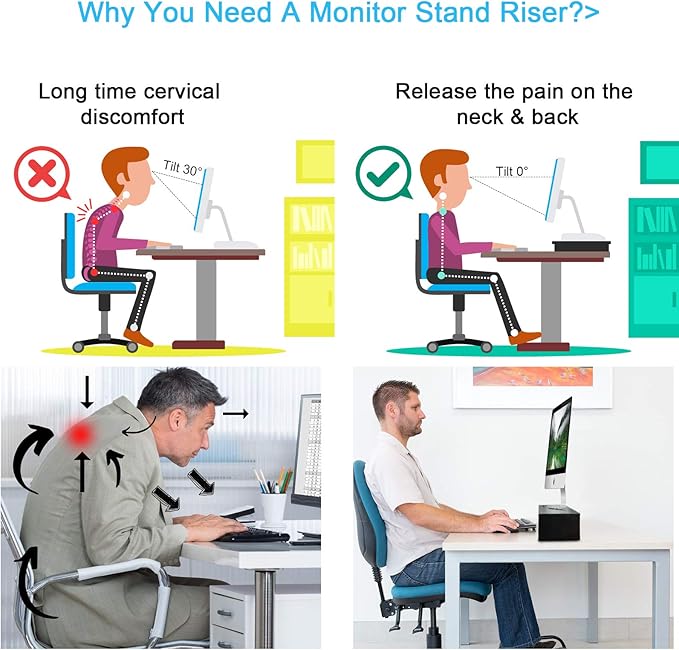 Marbrasse Monitor Stand Riser, 16.5 Inch 2 Tier Computer Printer Shelf Stand - Image 6