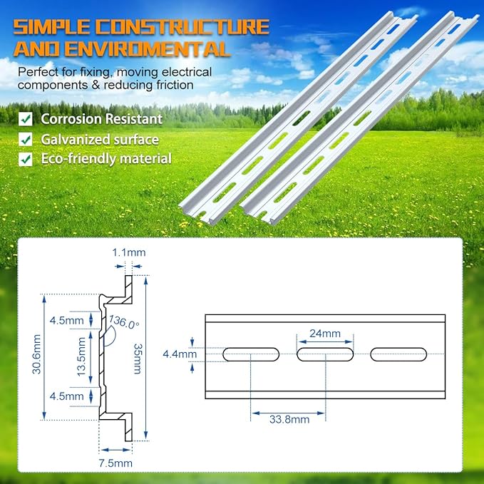 VAMRONE 6 Piece Aluminum DIN Rails, 4 Inches Long, 35mm Wide, 7.5mm High - Image 4