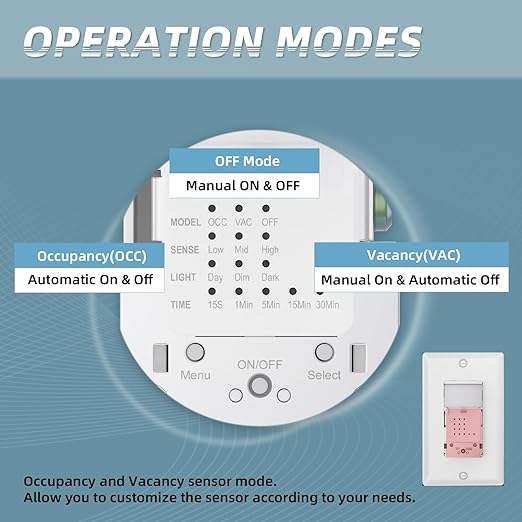ECOELER Single Pole Occupancy Motion Sensor Light Switch, PIR Infrared Motion - Image 3