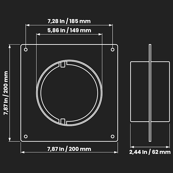 Repa Market 6 Inch Pack of 2 Duct Connector Flange – ABS Plastic Round Male Fit - Image 2