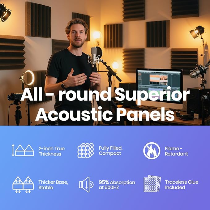 Focusound 16 Pack DIY Creative Art Decor Acoustic Foam Panels 2" x 12" x 12" - Image 6
