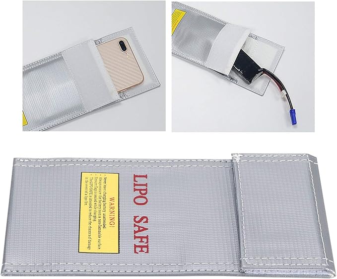 Fdit Lithium-Ion Battery Safe Bag, Fireproof Explosion-Proof Storage Bag 10x20cm - Image 2