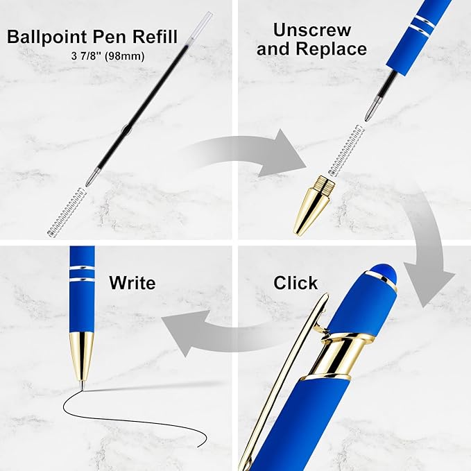 LINFANC 12 Pack Blue Gold Ballpoint Pen - Image 5