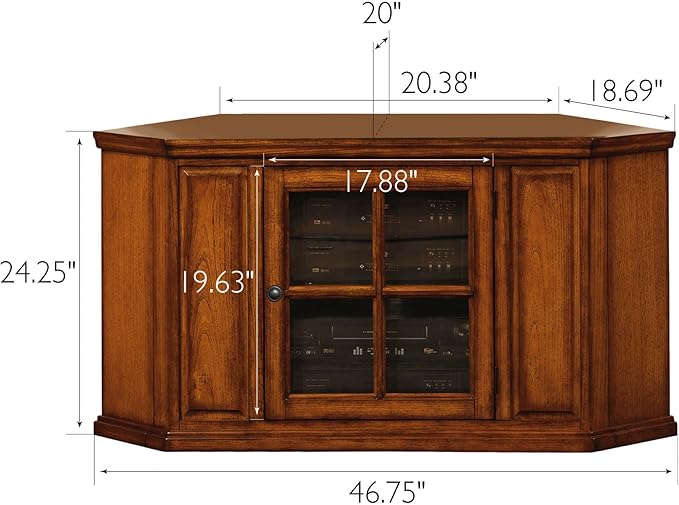 Opal Corner TV Stand for 50 Inch TVs, 46 Inch, Burnished Medium Oak, - Image 3