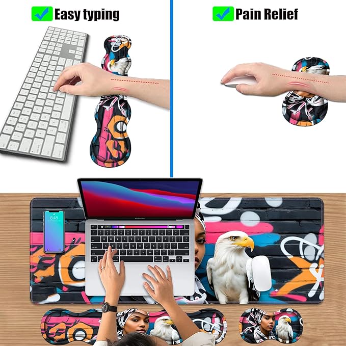 4 in 1 Ergonomic Keyboard Wrist Rest & Mouse Pad Wrist Rest Set, Large XXL - Image 6