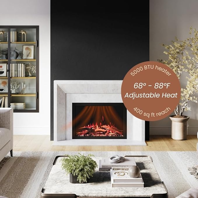 Modern Ember Highmark Traditional 33 Inch Built-in Smart Electric Fireplace - Image 8