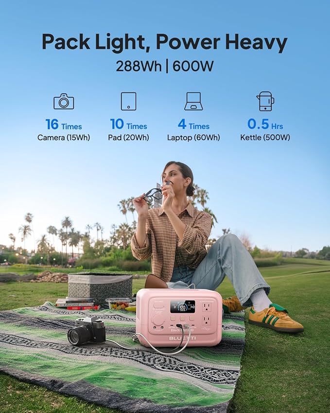 BLUETTI Elite 30 V2 Portable Power Station, 288Wh Solar Generator - Image 3