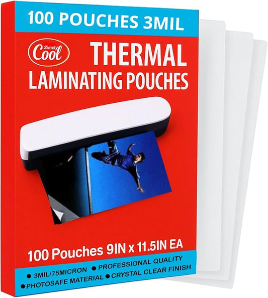 3MIL Thermal Laminating Sheets 9x11.5 inch, Letter Size, Dry-Erase Friendly by SimplyCool