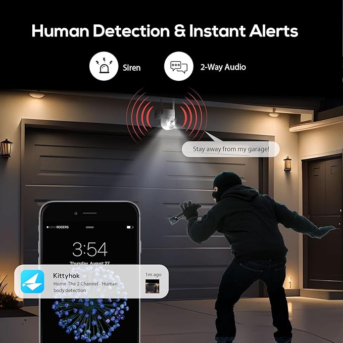 Kittyhok Solar Security Cameras Wireless Outdoor, 360° Pan & Tilt Home Security - Image 7
