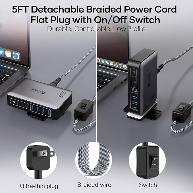 USB C Fast Charger Block 200W, 8 Ports Charging Station - Image 3