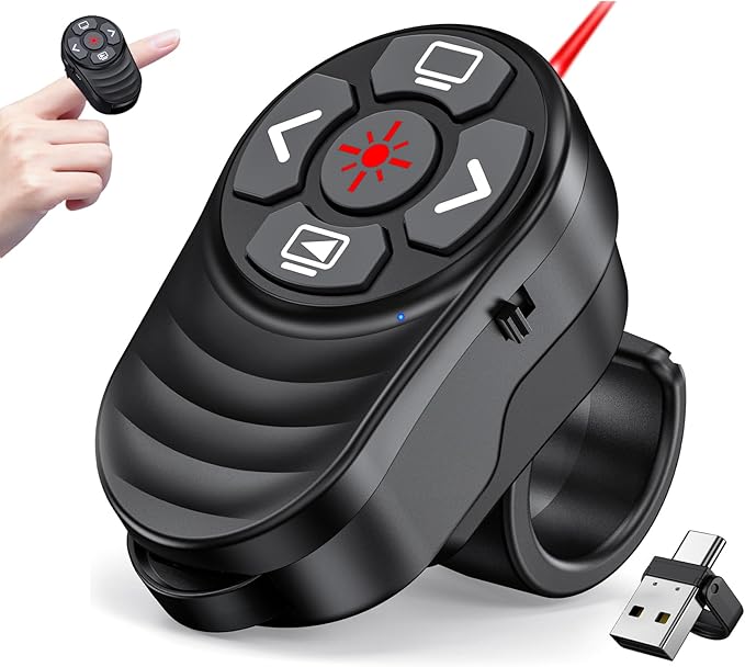 Dinofire USB Type C Wireless Presenter Remote Presentation Laser Pointer Finger by DinoFire