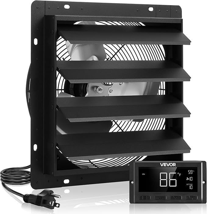 VEVOR 14 inch Shutter Exhaust Fan, Wall Mounted Attic Vent Fan by VEVOR