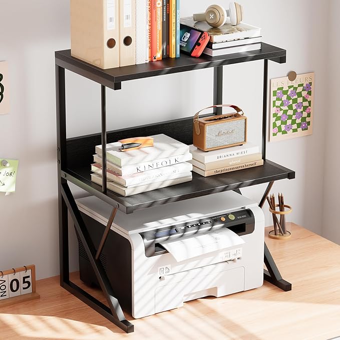 aboxoo Printer Stand for Desk, Desktop Printer Shelf Large 3-Tier Multi-Purpose by aboxoo