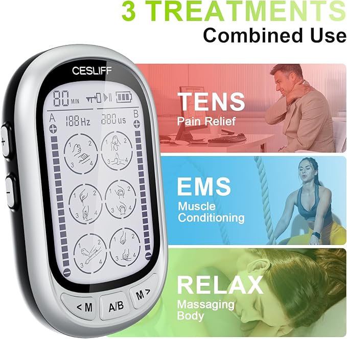 Dual Channel TENS EMS Unit Large Screen 24 Modes 36 Levels Intensity Muscle - Image 3