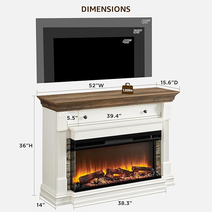 OKD 52 Inch Electric Fireplace - Image 5
