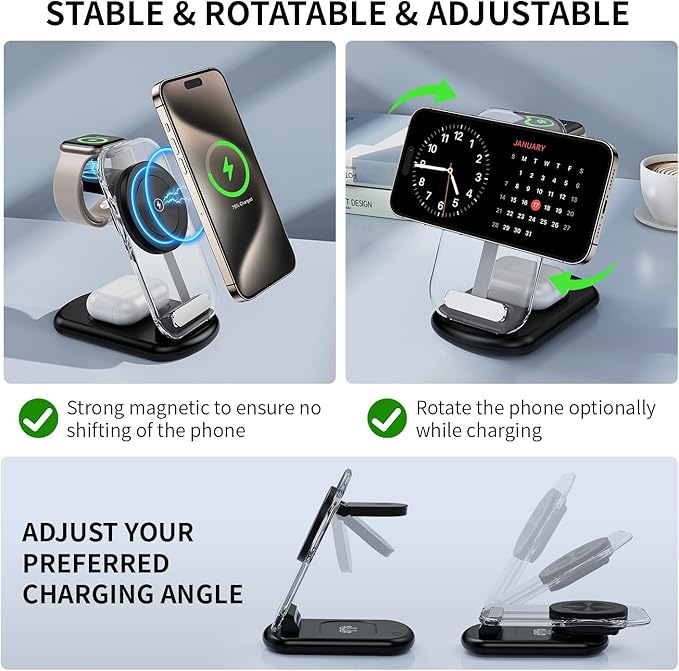 2026 Traveling Wireless Mag-Safe Fast Charging Station, Magnetic 3 in 1 Charger - Image 5
