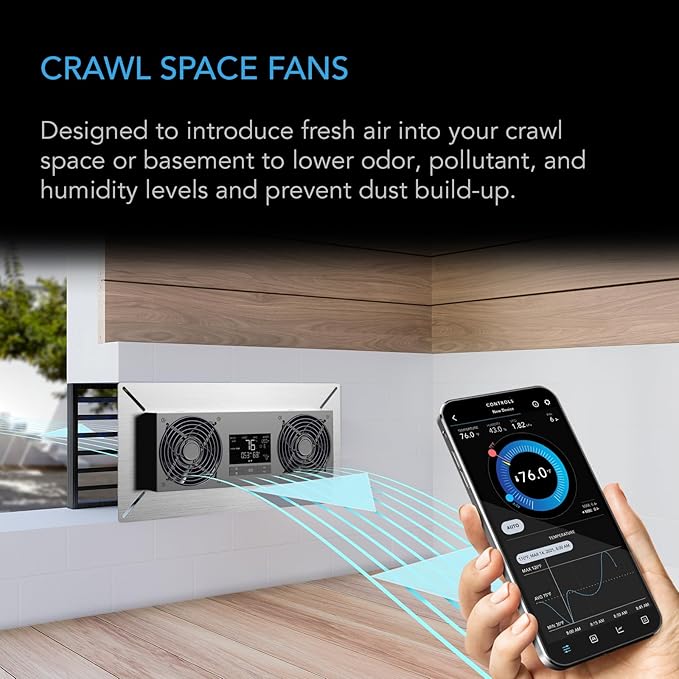 AC Infinity AIRTITAN T8-N, Crawlspace Basement Ventilator Fan, WiFi - Image 2