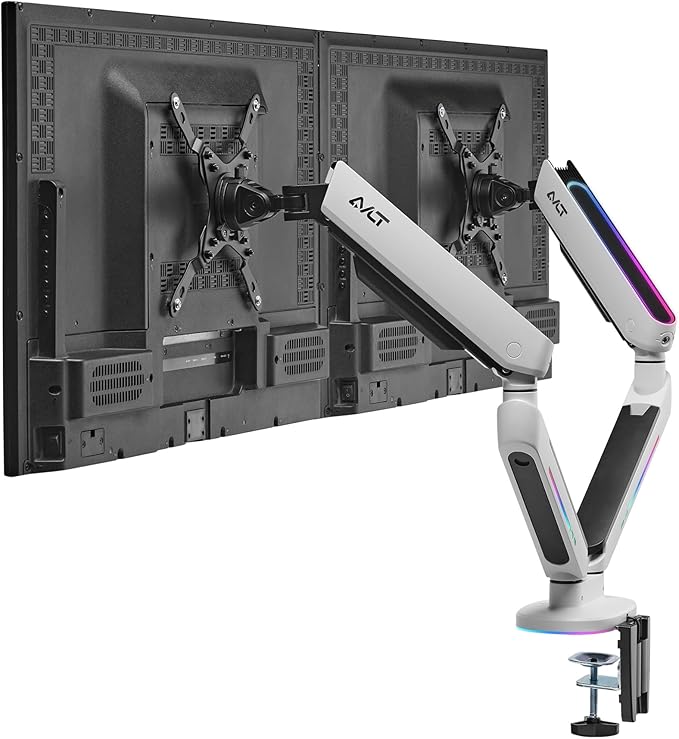 AVLT Dual 27”-43” RGB Gaming Monitor Arm Desk Mount Built-in 20 Lighting Modes by AVLT-USA