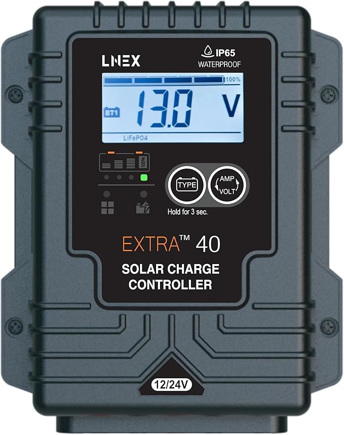 LNEX Solar Charge Controller Waterproof, 40A Solar Panel Regulator by LNEX
