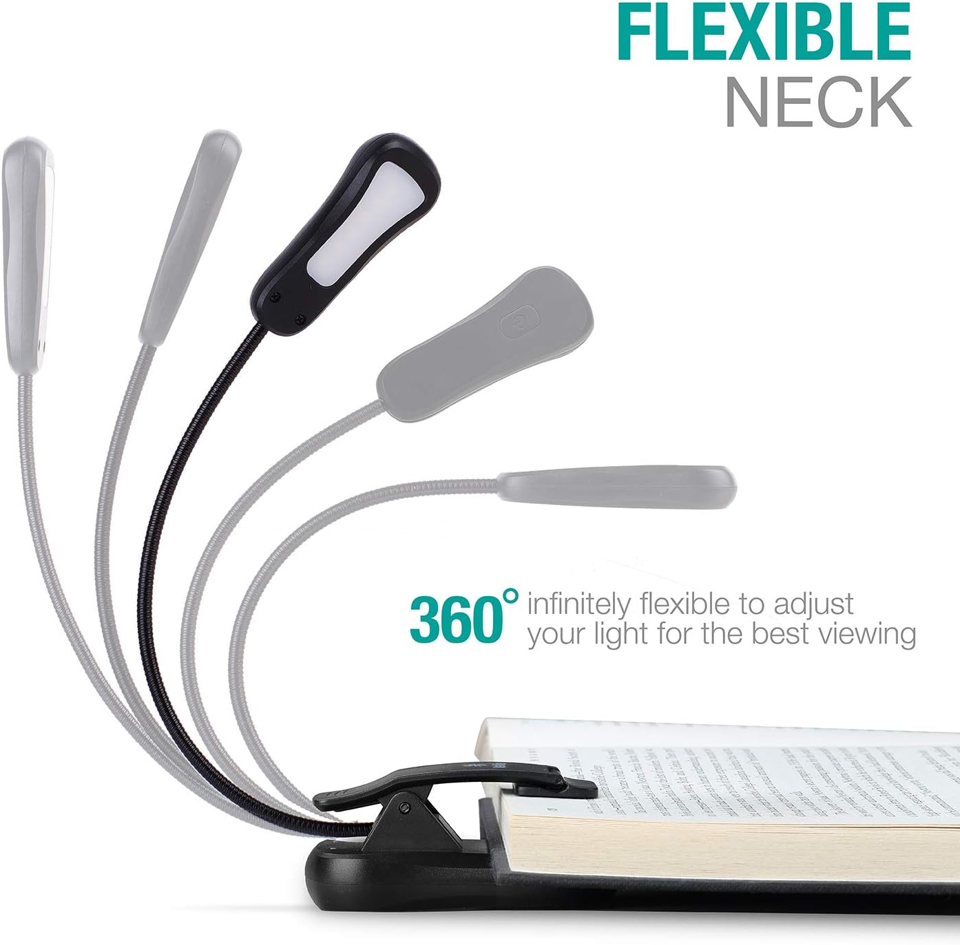 Vekkia Book Light Set with Charger, Clip on Reading Light in Bed | 3 Brightness,Up to 60 Hrs, Rechargeable,Eye-Care Warm LED for Read Before Bed (Incl Travel Case, Cable)