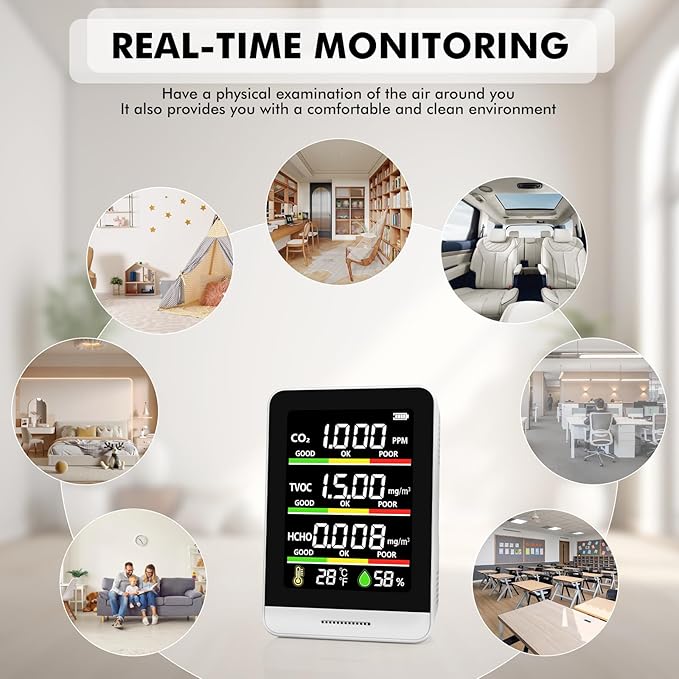 Air Quality Monitor Indoor, 8-in-1 Smart Air Quality Tester - Image 4