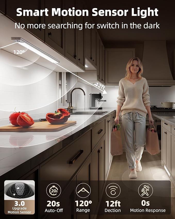EZVALO 5 Pack Under Cabinet Lighting, 4000mAh Rechargeable Motion Sensor Light - Image 3