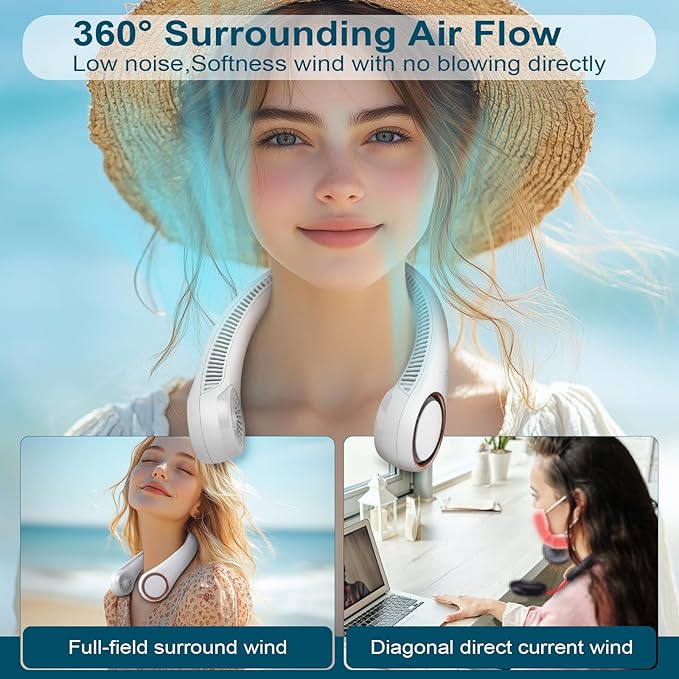 CIVPOWER Neck Fan: Portable Personal Neck Cooling Rechargeable Bladeless Fan - Image 2