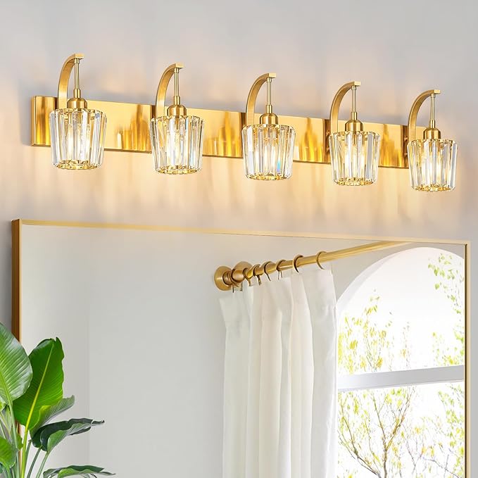 FDPBY Modern Bathroom Vanity Light, 5-Light Gold Wall Sconce by FDPBY
