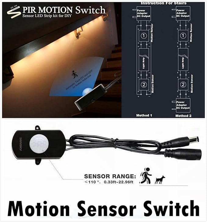 Sensky 19.7ft/6m Motion Activated LED Strip Light Kit Flexible LED Strip Motion - Image 3