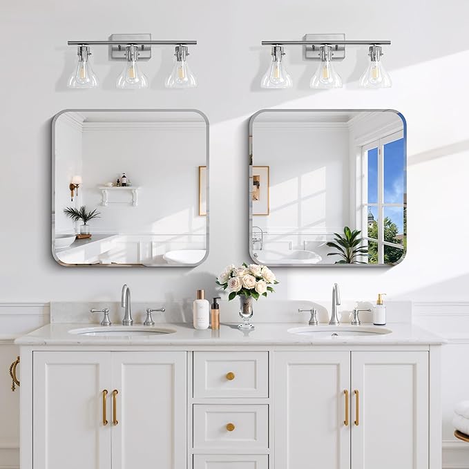 CILIBER Frameless Mirror, 24x24 Beveled Bathroom Mirrors - Image 4