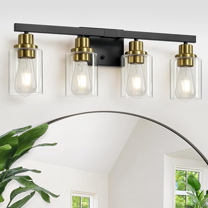 DIKAIDA Bathroom Vanity Light, 4-Light Black and Gold Bathroom Light Fixtures - Image 8