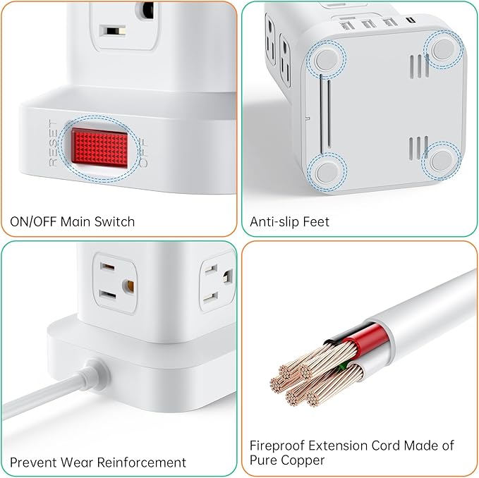 PD20W Power Strip Tower Surge Protector Power Strip - Image 7