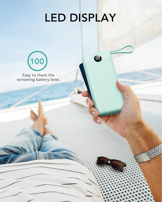 VRURC Portable Charger 20000mAh, Built-in Cables Fast Charging Power Bank - Image 8