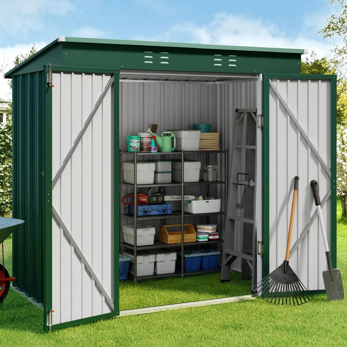 gizoon 6x4 ft outdoor shed, metal garden shed, main product view