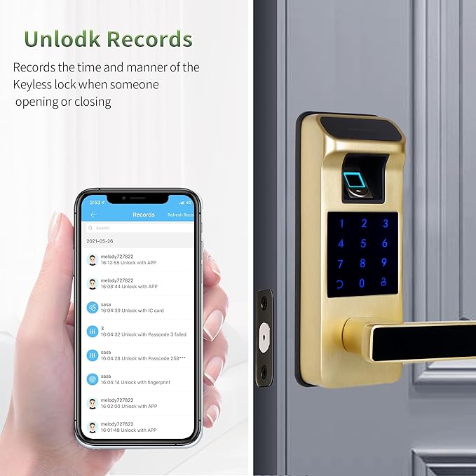 Harfo Smart Door Lock, Heavy Duty 5 in 1 Keyless Entry Door Lock, Full App - Image 3