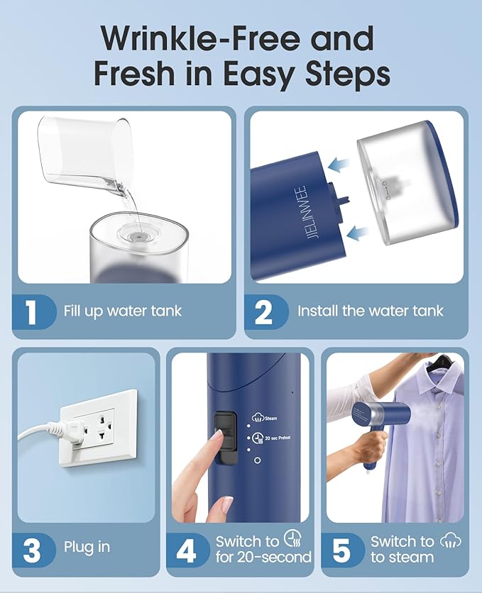 Handheld Steamer for Clothes, 1200W Foldable Travel Steamer, 20 Sec Preheat - Image 7