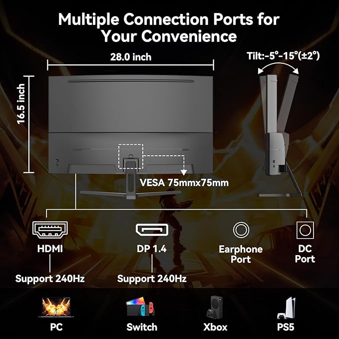 SANSUI 32 Inch Curved 240Hz Gaming Monitor High Refresh Rate, FHD 1080P Gaming - Image 8