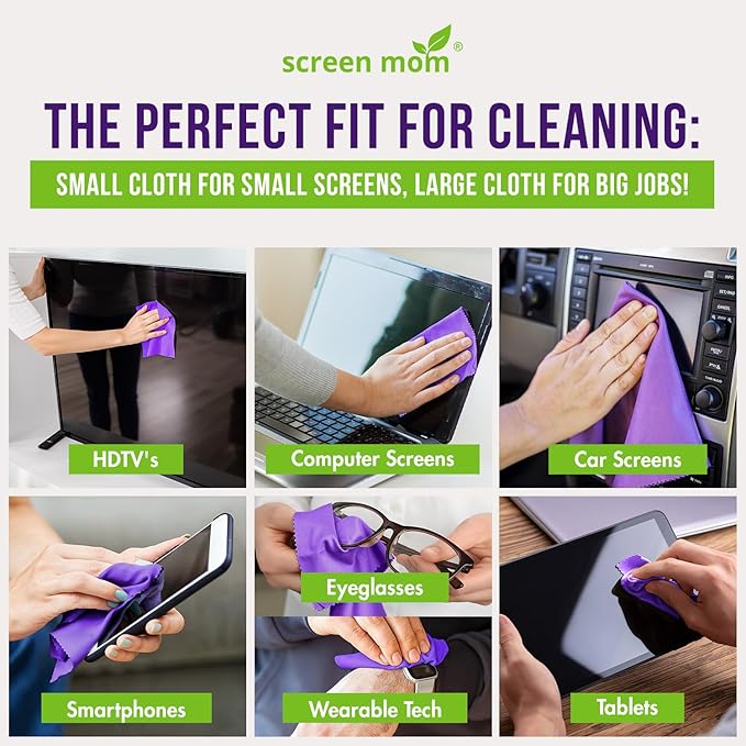 Screen Mom Screen Cleaner Purple Microfiber Cloths - Image 4