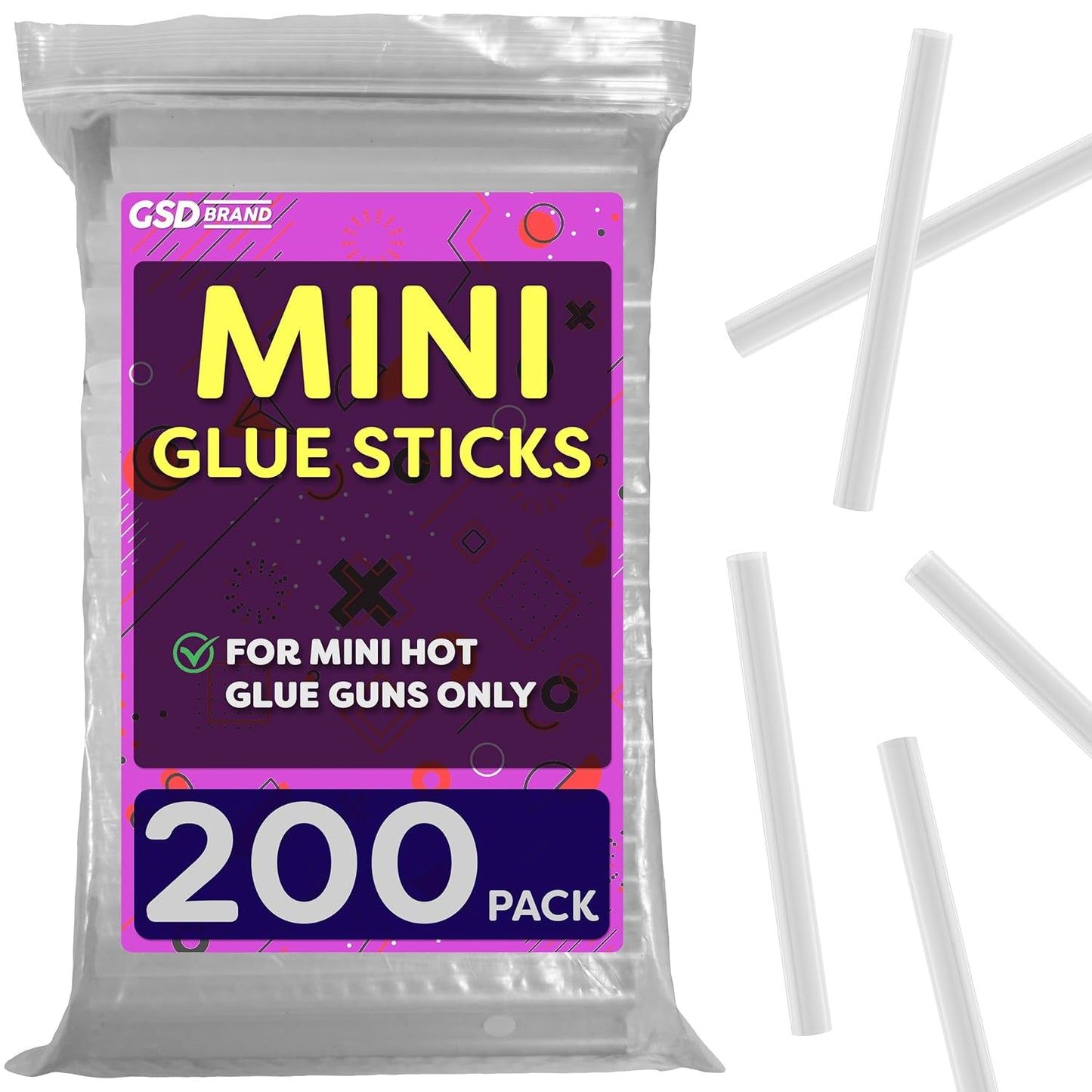 200 Pack Bulk Mini Hot Glue Sticks for Glue Gun, 4" x 0.27", 7mm | Small Clear Craft Adhesive, 30 Second Set Time, Low High Temp Compatible, Wood Glass Metal Paper Bonding