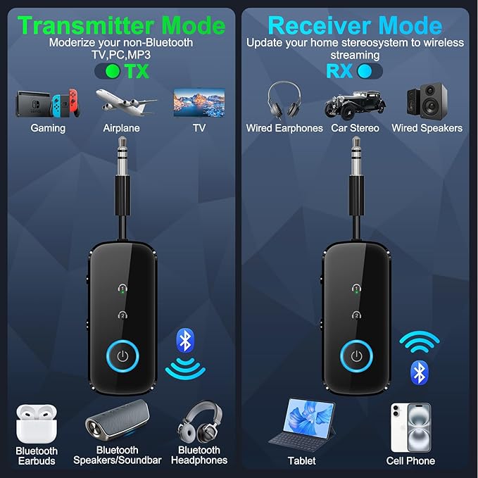 Premium Pro Bluetooth 5.4 Transmitter Receiver, Airplane Audio Adapter - Image 2