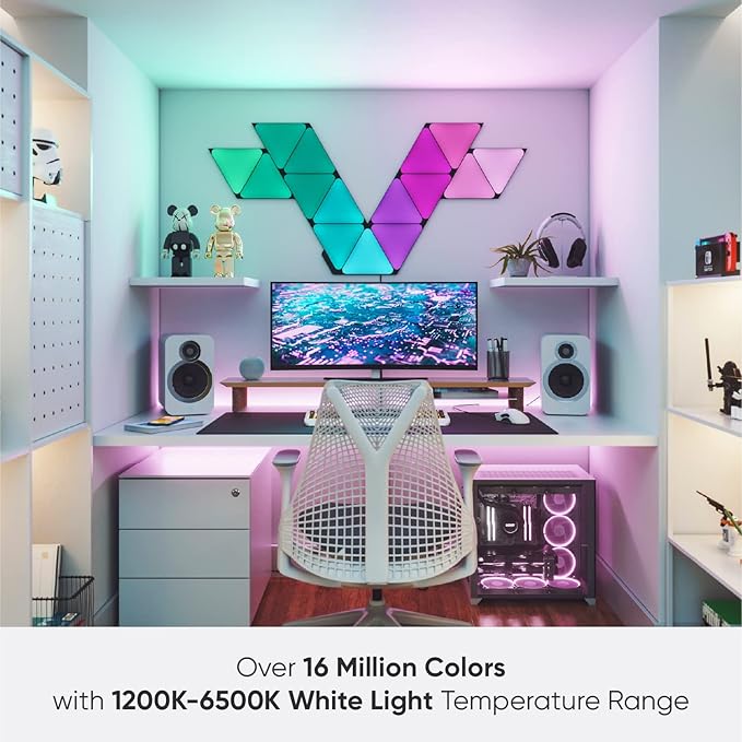 Nanoleaf Shapes Black Triangle LED Wall Lights, Smart RGBW Gaming Lights - Image 7