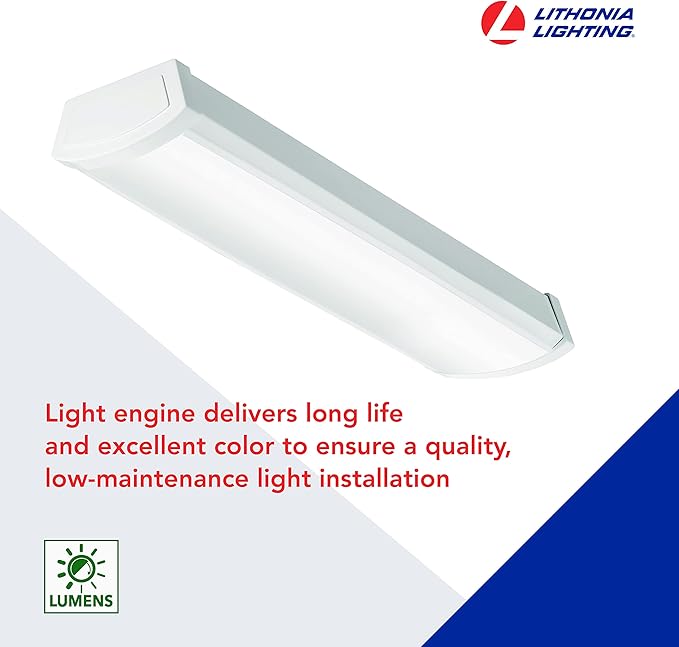 Lithonia Lighting 2 Foot LED Light Fixture, Low-Profile LED Wraparound Flush - Image 3