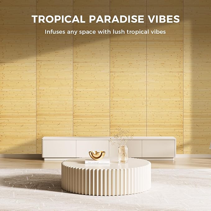 OUZUGIE 1 Pack 96x24 Inch Natural Bamboo Wall Panel – Natural Pole Wrap Paneling - Image 3