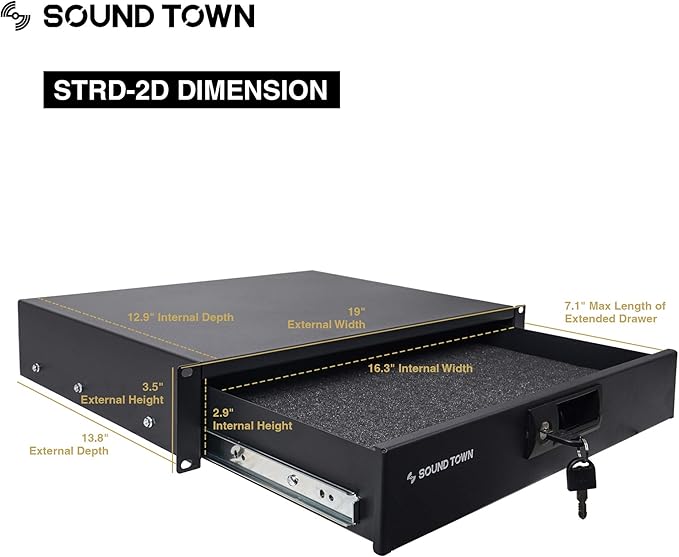 Sound Town High-Quality 1/2” 12U PA DJ Pro Audio Rack/Road ATA Case - Image 6