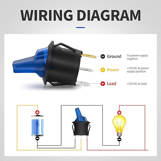 DaierTek Lighted Rocker Toggle Switch UL Listed 12V 20A ON/Off 3 Pin Round LED - Image 4